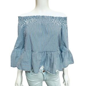 Highline Collective Striped Off-Shoulder Ruffle Top, NWOT, S